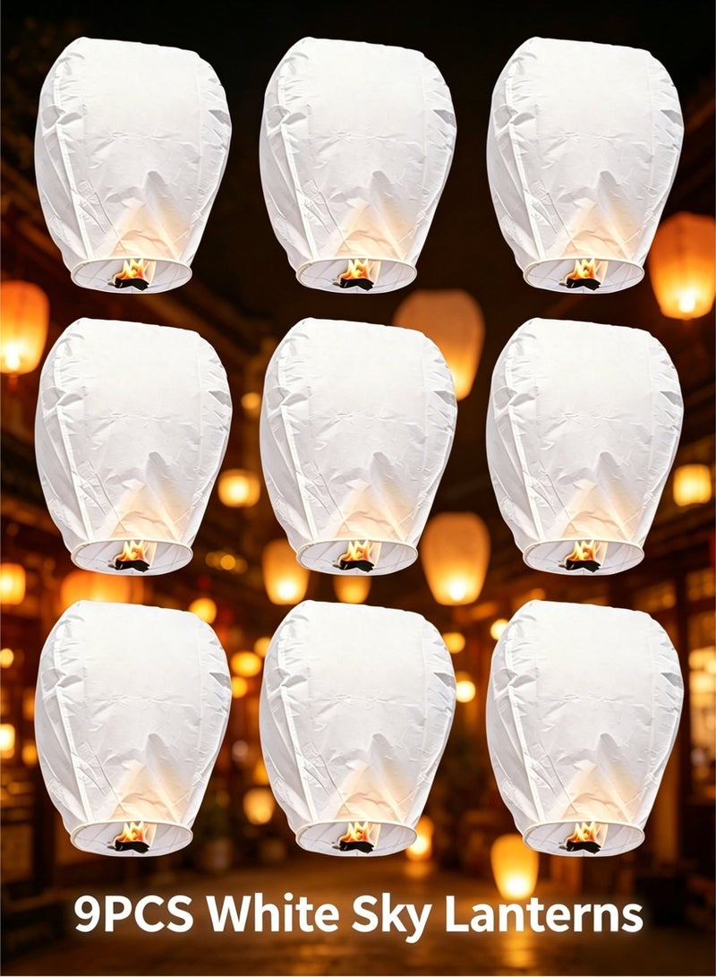 Eco Friendly Chinese Sky Lanterns, 9 Pack 100% Biodegradable Paper Material, No Assembly Required Safe Flying Wishing Lanterns, Perfect for Wedding Birthday Party New Year Festival Romantic Outdoor Celebration, Night Wish Decoration for Family Gathering Holiday Event Use - Image 1