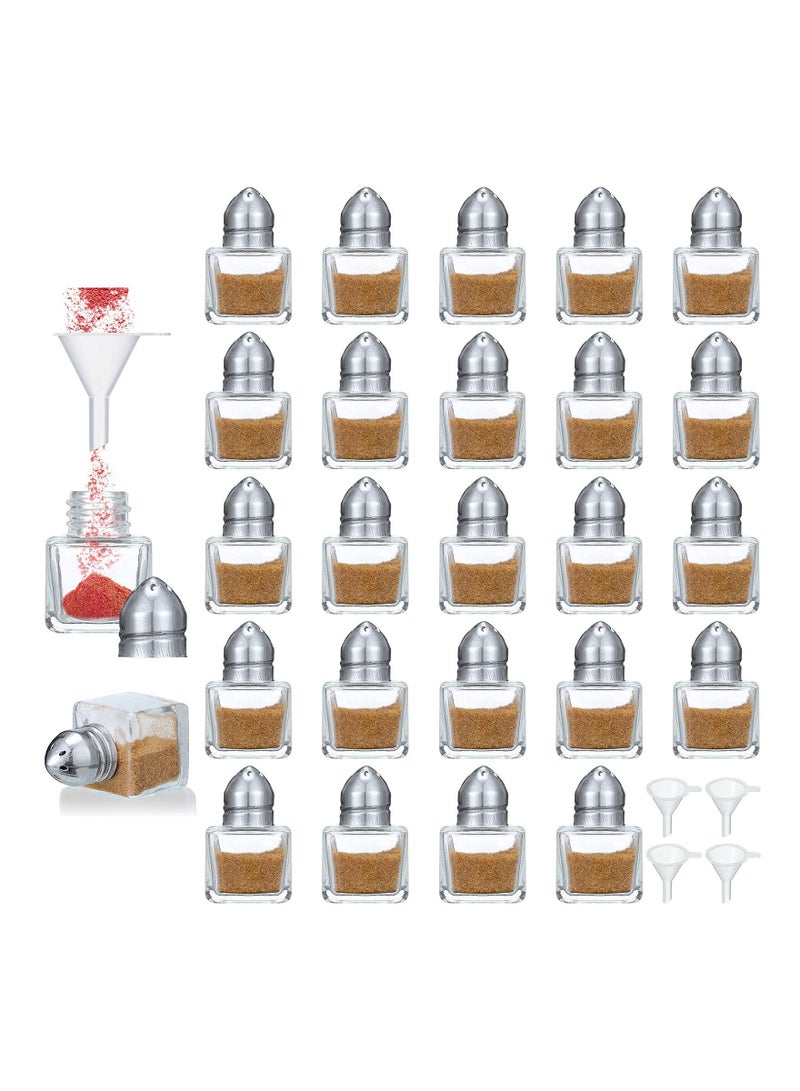 Y&D 24 Pieces Mini Pepper Shaker, Transparent Individual Shakers, Cube Shape Small with 4 Funnel, for Home Kitchen Supplies, Bottle Condiment Storage Jar  - Image 1
