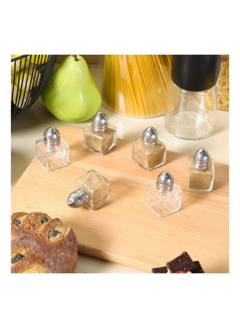 Y&D 24 Pieces Mini Pepper Shaker, Transparent Individual Shakers, Cube Shape Small with 4 Funnel, for Home Kitchen Supplies, Bottle Condiment Storage Jar  - Image 3