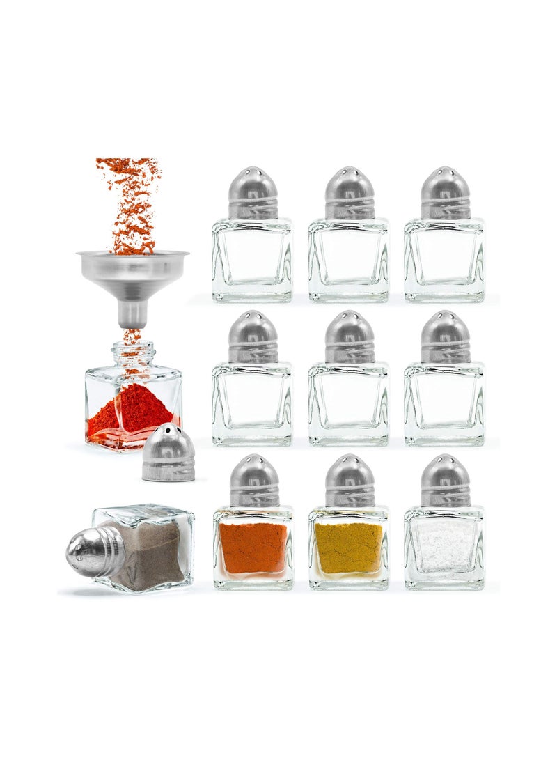Y&D 24 Pieces Mini Pepper Shaker, Transparent Individual Shakers, Cube Shape Small with 4 Funnel, for Home Kitchen Supplies, Bottle Condiment Storage Jar  - Image 5