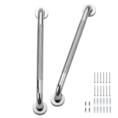 HomeExpert Grab Bars for Shower 2 Pack 18Inch Stainless Steel AntiSlip Safety Shower Handle for Elderly Bathroom Wall Support Handicap Handicap Grab Bars for Seniors Polished Nickel - Image 1