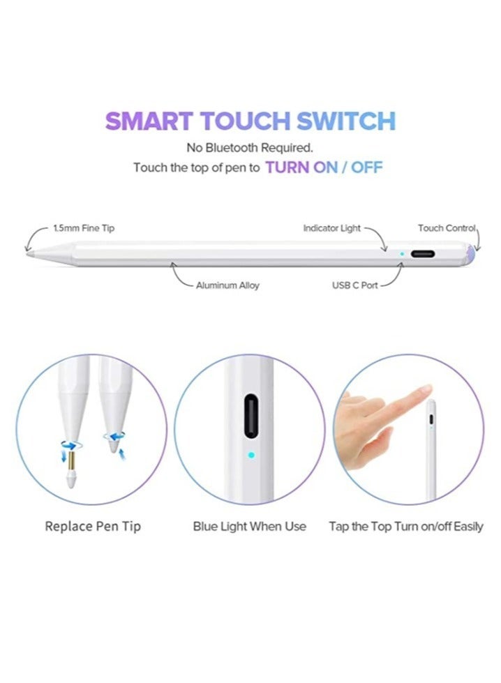 ELTRAZONE Capacitive Stylus Pen For Phone Tablet Touch Screen Pen for Android/IOS Apple iPad Tablet Samsung Stylus Pen Touch Pencil Draw (White) - Image 4