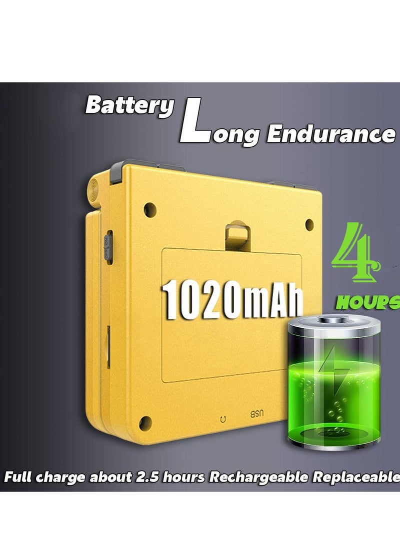 Portable Mini Retro Game Console with 3-Inch IPS Screen, Open System, 64GB TF Card, Built-in Games, Rechargeable Battery - Flip Handheld Game Console in Yellow - Image 4
