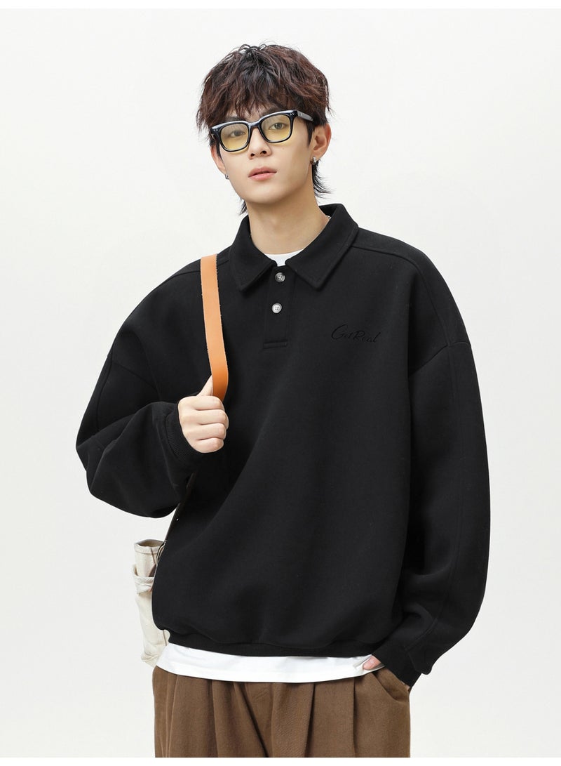 NIBEMINENT Casual Men's Sweatshirt Autumn Winter  Long Sleeve Polo Pullover Man Fashion Collar Loose Fit Streetwear - Image 2