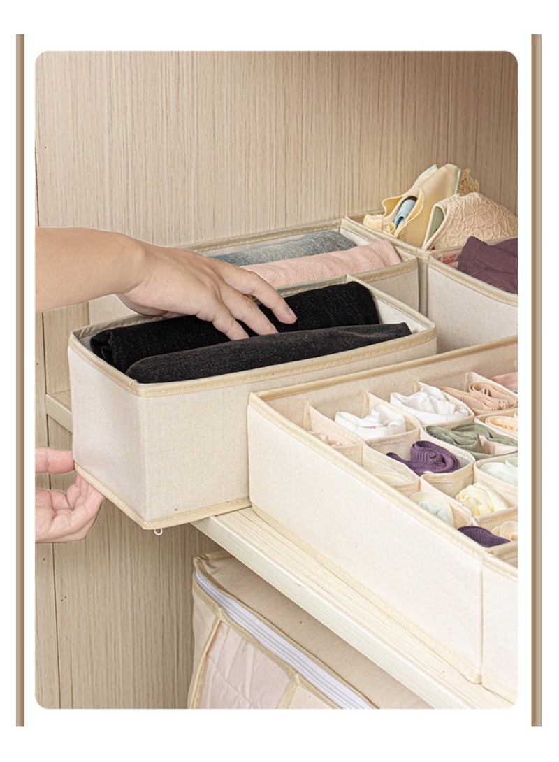 عام أقمشة قطنية وكتانية عالية الجودة قابلة للغسل، وصندوق تخزين للملابس الداخلية، ودرج لتخزين الملابس مجموعة من 6 قطعأقمشة قطنية وكتانية عالية الجودة قابلة للغسل، وصندوق تخزين للملابس الداخلية، ودرج لتخزين الملابس مجموعة من 6 قطع - Image 4