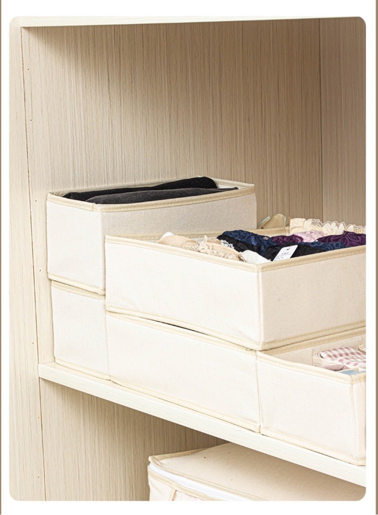 عام أقمشة قطنية وكتانية عالية الجودة قابلة للغسل، وصندوق تخزين للملابس الداخلية، ودرج لتخزين الملابس مجموعة من 6 قطعأقمشة قطنية وكتانية عالية الجودة قابلة للغسل، وصندوق تخزين للملابس الداخلية، ودرج لتخزين الملابس مجموعة من 6 قطع - Image 5