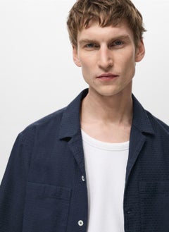 Mango Man Casual Check Seersucker Shirt  - Image 4