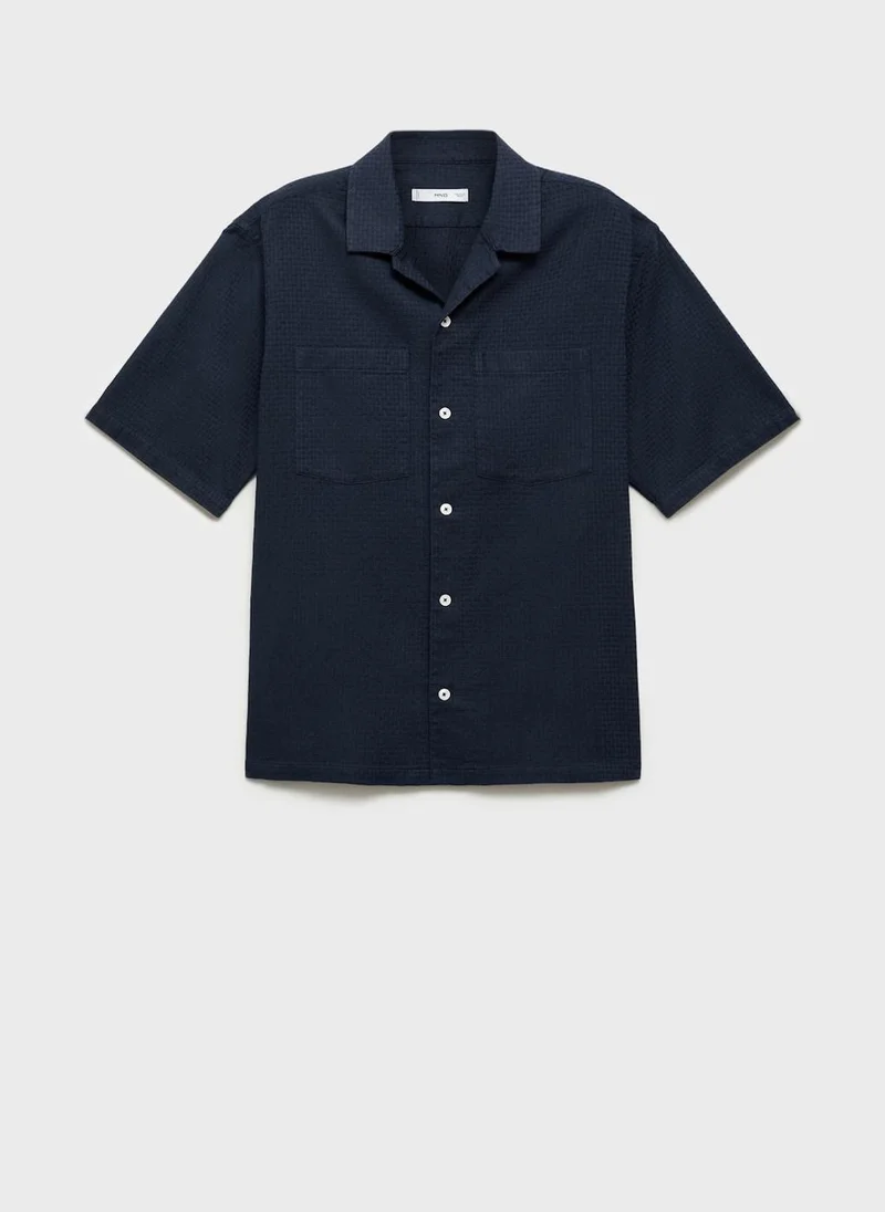 Mango Man Casual Check Seersucker Shirt