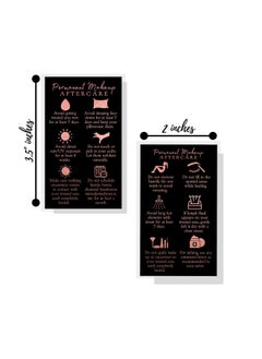 Boutique Marketing LLC Permanent Makeup Aftercare Instructions Card | 50 Pack 2X3.5 Inch Inches Business Size Pmu Black With Nonmetallic Rose Gold Foil Design Gold  - Image 3