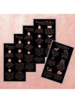 Boutique Marketing LLC Permanent Makeup Aftercare Instructions Card | 50 Pack 2X3.5 Inch Inches Business Size Pmu Black With Nonmetallic Rose Gold Foil Design Gold  - Image 5