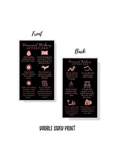 Boutique Marketing LLC Permanent Makeup Aftercare Instructions Card | 50 Pack 2X3.5 Inch Inches Business Size Pmu Black With Nonmetallic Rose Gold Foil Design Gold  - Image 4