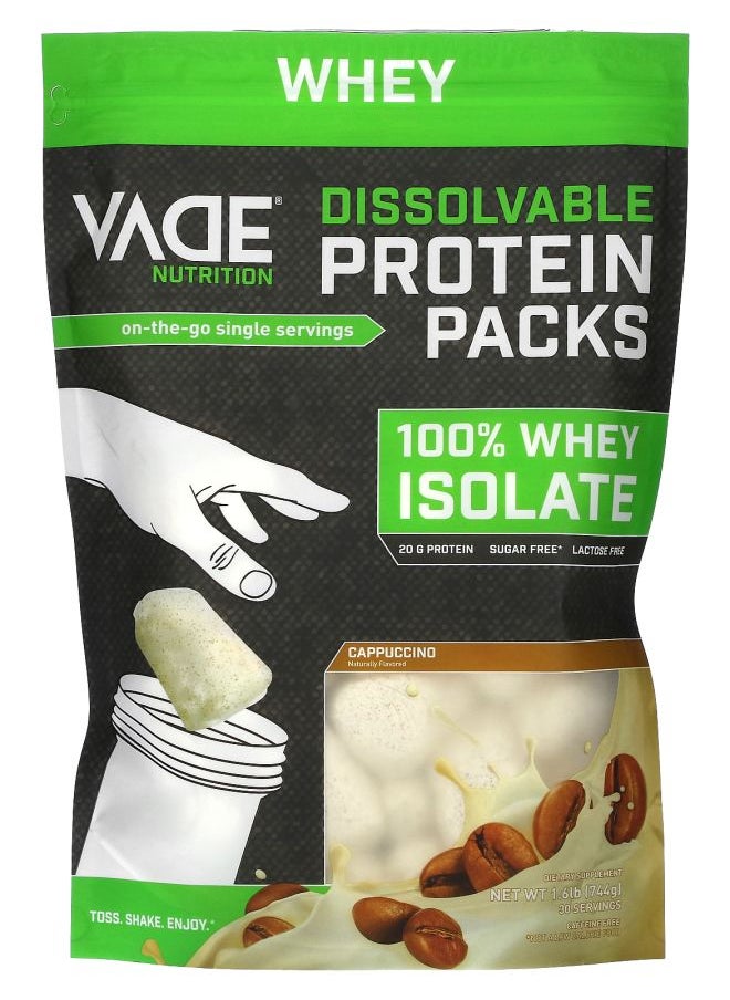 Vade Nutrition Dissolvable Protein Packs 100% Whey Isolate Cappuccino 1.6 lb (744 g) 