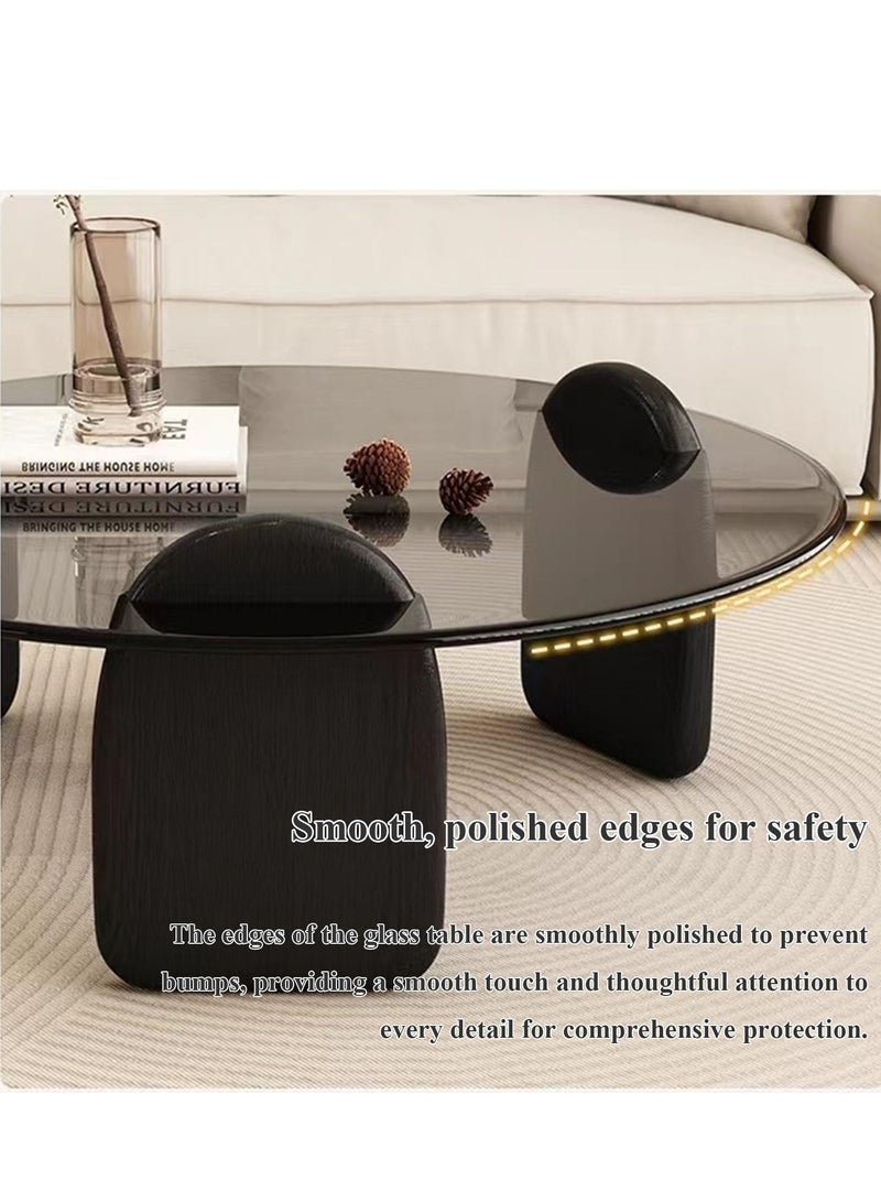 XiuWoo Modern Luxury Round Coffee Table Set, Glass Coffee Tables for Living Room, Tempered Glass, Smooth Edges, 3cm Thick Frame, Large 80cm & Small 50cm Coffee Tables  - Image 4