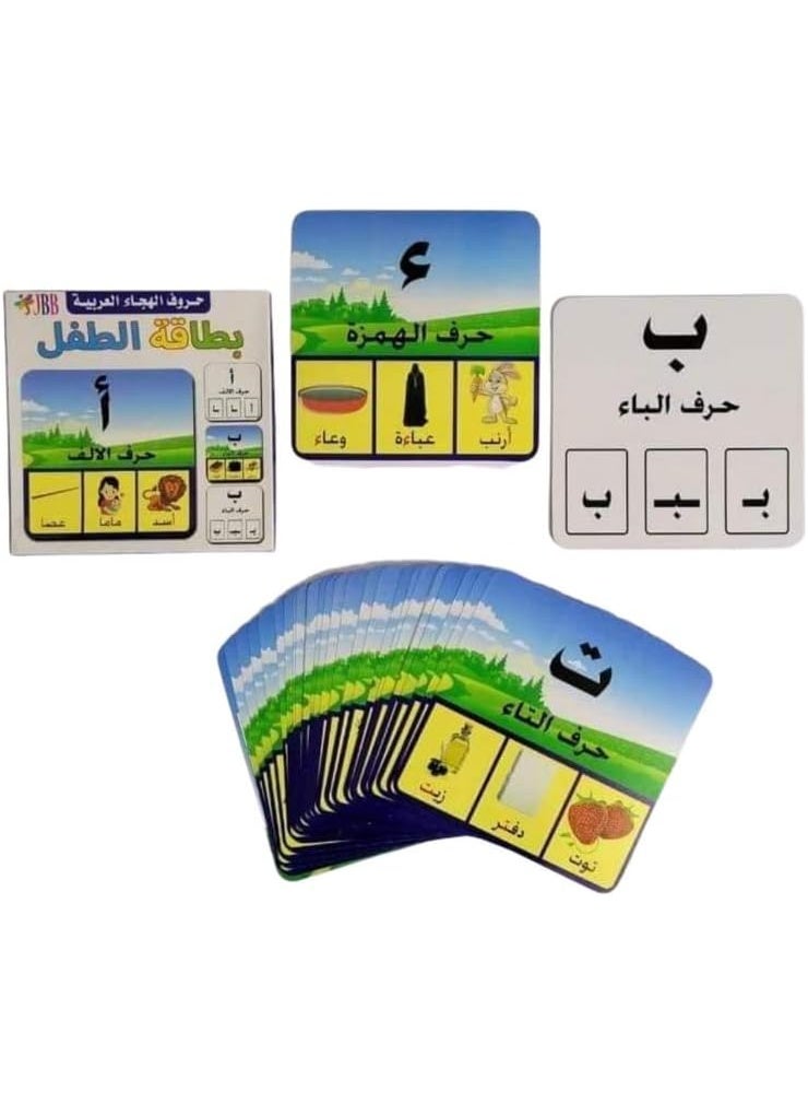 Baby Cards Arabic Alphabet Flash Cards for Kids - Educational Arabic Letter Learning Cards with Words and Pictures - Image 1