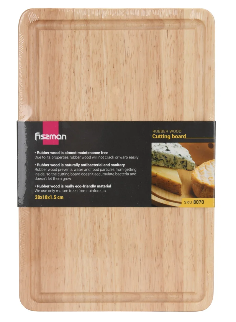 Fissman  Cutting Board Rubber 30cm Wood with Juice Groove  | Best Price UAE