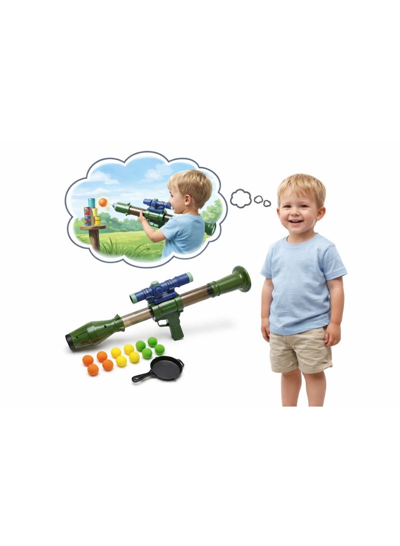 لعبه قاذف كرات فوم بالهواء على شكل روكت/صاروخ، طقم مسدس لعبه للتصويب والتنشين ولعب الحركه، كرات اسفنج ناعمه EVA للعب الآمن، لعبه تحدي ومسابقات للبيت والحديقه والرحلات وهدايا للأطفال - Image 1