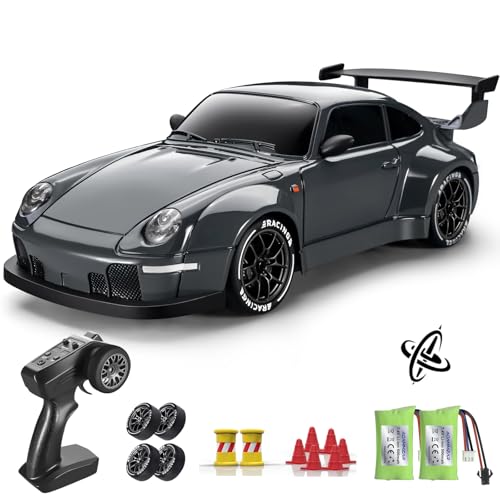 ACAMMZAR RC Drift Car Pro Upgraded with Gyro 124 Full Proportional Remote Control Car 25KMH 4WD High Speed RC Cars with Lights Extra Racing Tires Vehicle for Adults Kids Boys Girls Gray - Image 1