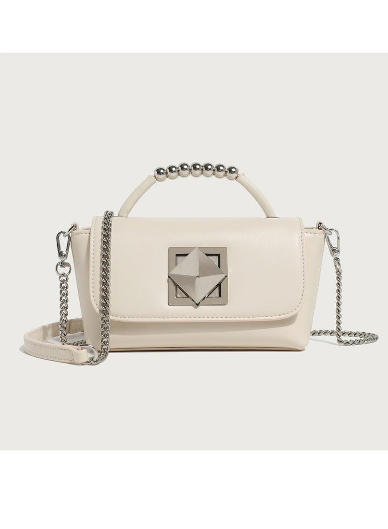 Loquat Ladies'Fashionable PU Leather Bag Handbag Single Shoulder Crossbody Bags Cream White - Image 1