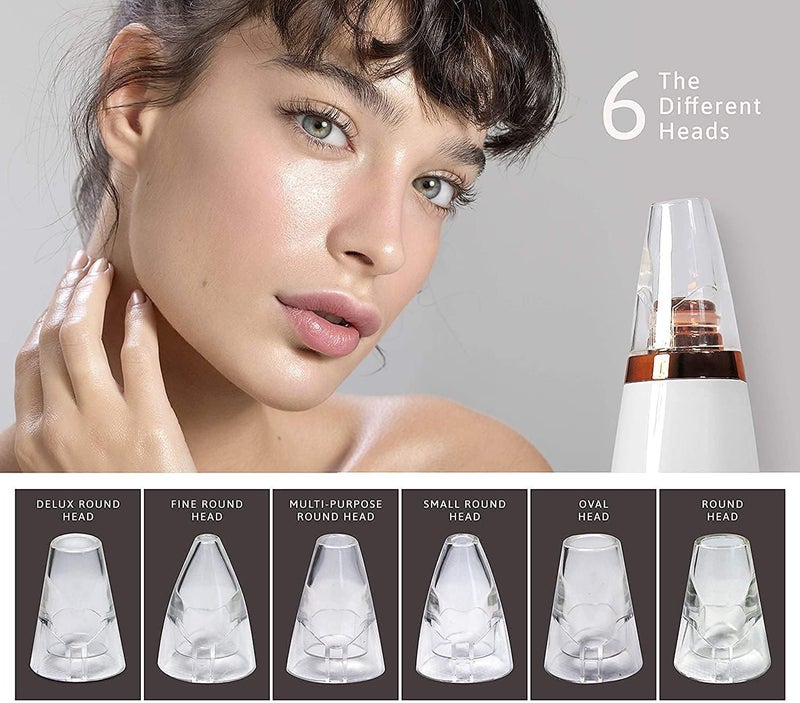 SweetpeaFx 6 in 1 Multifunction Blackhead Remover Tools Electric Derma suction Machine Acne Pimple Pore Cleaner Vacuum tool Facial Cleanser Device for Nose Skin Care White - Image 5