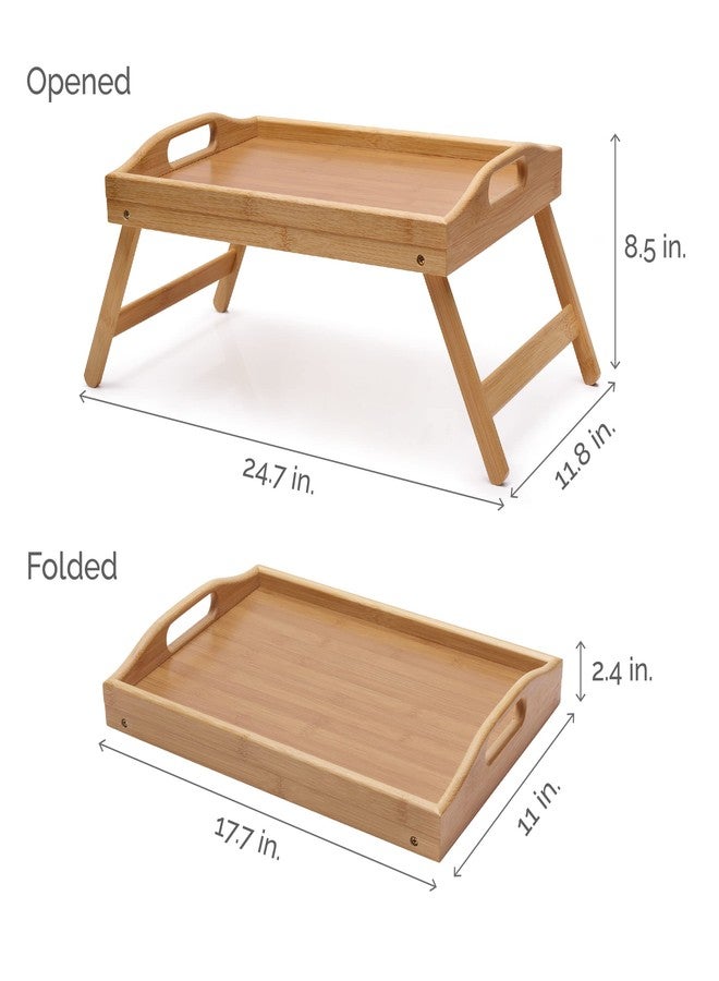 Elements Bamboo Bed Tray, Breakfast Tray with Folding Legs, Serving Tray, TV Tray Table, Portable Tray, Eco-Friendly Bamboo Tray, 24.7x11.8x8.5 Inch, Natural - Image 2