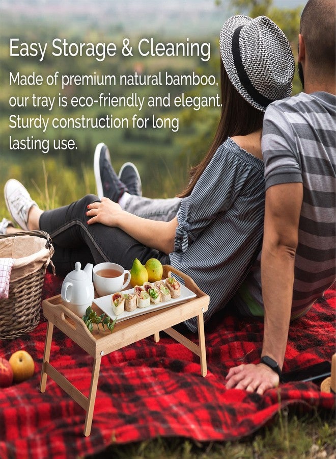 Elements Bamboo Bed Tray, Breakfast Tray with Folding Legs, Serving Tray, TV Tray Table, Portable Tray, Eco-Friendly Bamboo Tray, 24.7x11.8x8.5 Inch, Natural - Image 4