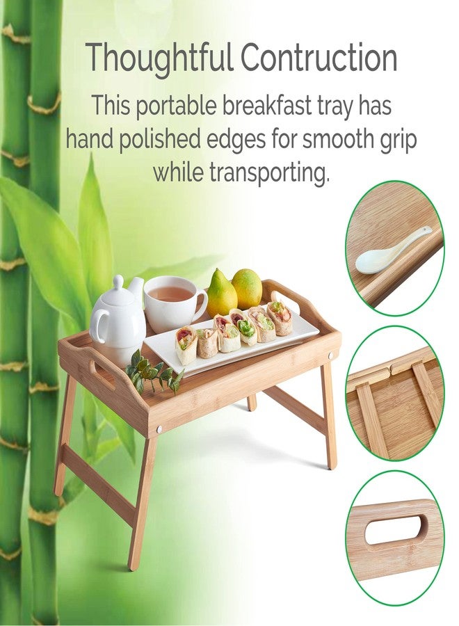Elements Bamboo Bed Tray, Breakfast Tray with Folding Legs, Serving Tray, TV Tray Table, Portable Tray, Eco-Friendly Bamboo Tray, 24.7x11.8x8.5 Inch, Natural - Image 3