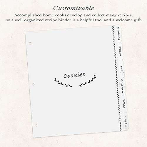 Jot  Mark Jot & Mark Recipe Binder Tab Dividers with Blank Labels - 6 Customizable Organizer Dividers for 8.5" x 11" 3-Ring Binders (Black & White) - Recipe Tabs - Image 3