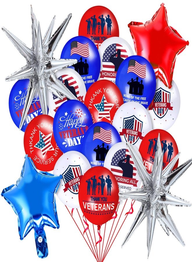 هونغداو مجموعة بالونات يوم المحاربين القدامى من هونغداو، 12 بوصة، بالون أمريكي أزرق أحمر أبيض، شكرًا لك أيها المحارب القديم على موضوع وطني مستقل، ديكورات تذكارية ليوم الرابع من يوليو، لوازم الحفلات (يوم المحاربين القدامى) - Image 1