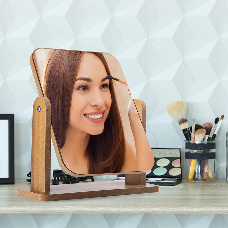 ChicAbode Makeup Mirror with Bamboo Stand, Small Desk Table Mirror with 360° Rotation, Simple and Lightweight, Save Place, for Bathroom Countertops, Vanities, Dressing Tables - Image 3