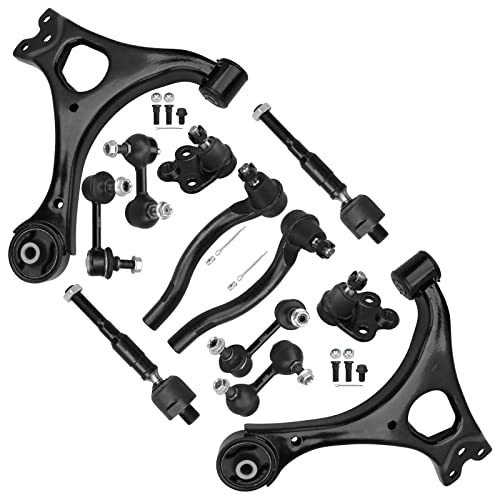 BRTEC 12pc Front Lower Control Arms w/Ball Joints + Front Rear Sway Bars + Inner Outer Tie Rods for Honda Civic Non-Si 2006 2007 2008 2009 2010 2011 Lower Control Arms kit - Image 1