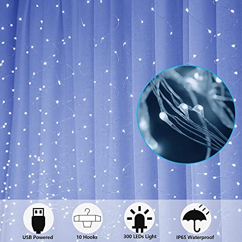 Litehom 300 LED Fairy Curtain String Lights – USB Powered Remote-Controlled Backdrop, Warm Ambience for Diwali, Navratri, Christmas & New Year Décor,(White-300) - Image 5