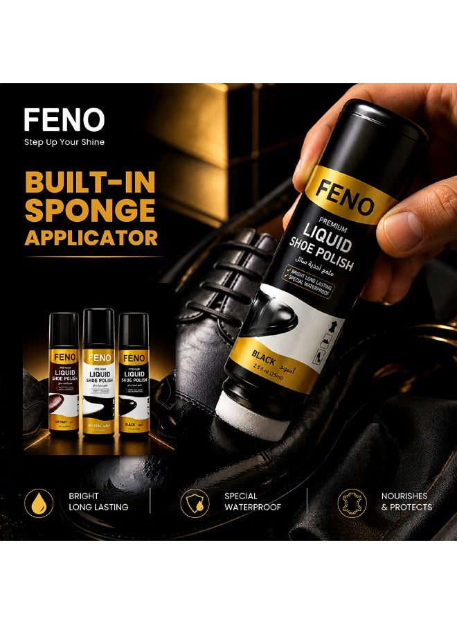 FENO Liquid Shoe Polish Neutral 75ml, Colourless Instant Shine Shoe Polish with Applicator, Quick Dry Formula, Suitable for All Leather Colours, No Brush Needed - Image 4