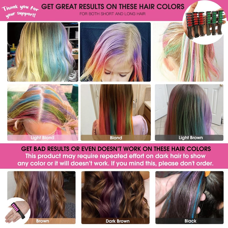 MSDADA New Hair Chalk Comb Temporary Hair Color Dye for Girls Kids with Light Color Hair, Washable Hair Chalk for Girls Age 4 5 6 7 8 9 10 Birthday Cosplay DIY, Christmas, New Year (Red & Green) - Image 2