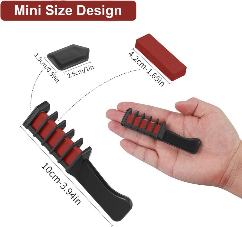 MSDADA New Hair Chalk Comb Temporary Hair Color Dye for Girls Kids with Light Color Hair, Washable Hair Chalk for Girls Age 4 5 6 7 8 9 10 Birthday Cosplay DIY, Christmas, New Year (Red & Green) - Image 3