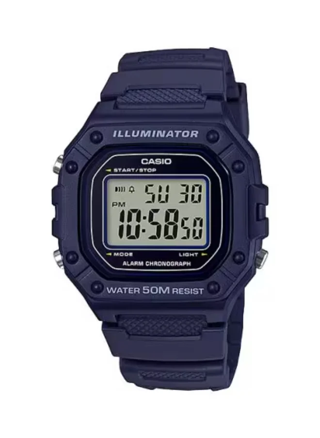 CASIO Men's Digital Display Watch With Blue Resin Strap - W-218H-2A