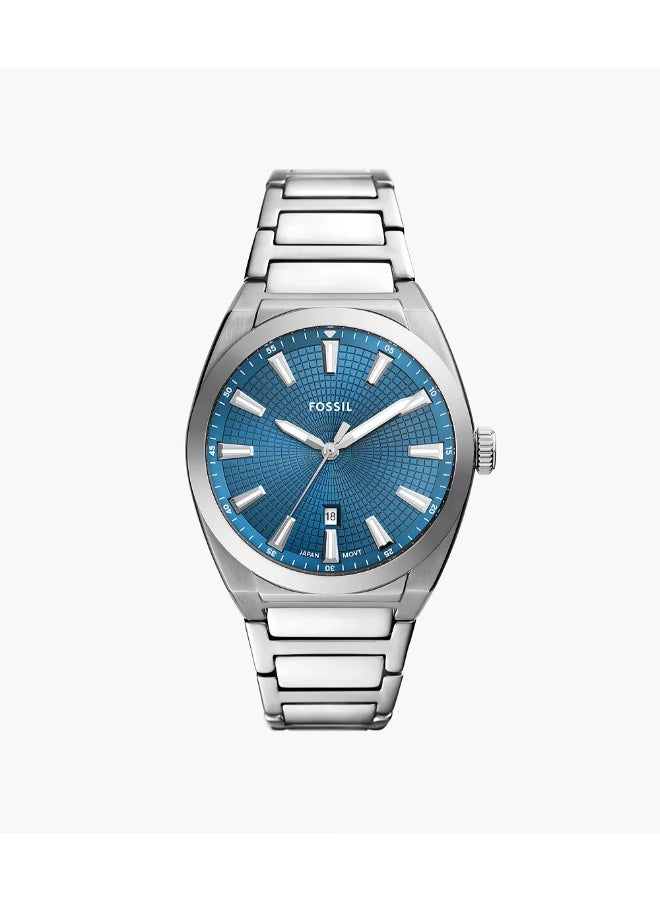 FOSSIL Men Everett Three-Hand Date Stainless Steel Watch FS6054 - 42mm - Image 1