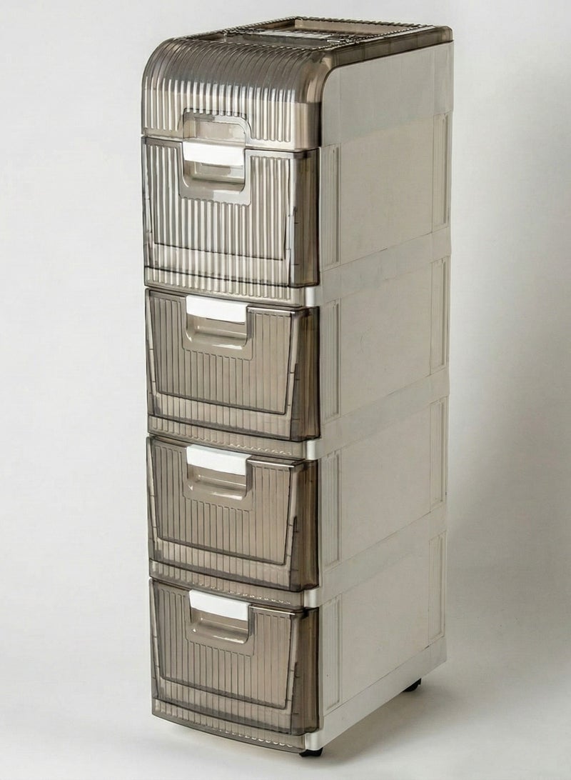 Khorshed Plast 4-Tier Slim Storage Cart, Clear Plastic Organizer with Wheels, Space-Saving Design for Kitchen, Bathroom, Laundry Room - Image 1