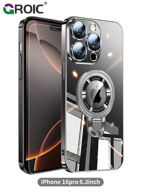 iPhone 16 Pro Case,iPhone 16 Pro Magnetic Phone Case with Screen Protectors, Compatible with MagSafe iPhone 16 Pro Phone Cover,Shockproof Slim Transparent Phone Shell for iPhone 16 Pro 6.3''
