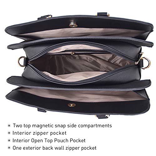 DASEIN Women Handbag Wallet Tote Shoulder Hobo Bag Top Handle Satchel Purse Set 2pcs with 3 Compartments - Image 5