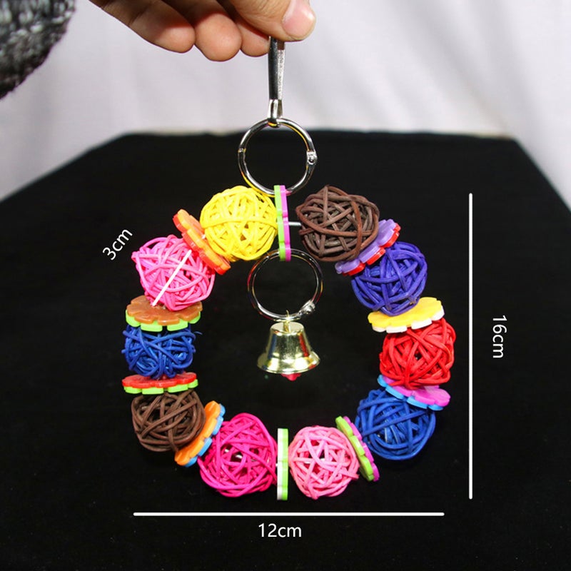 1PC Birds Toy Parrot Hanging Rattan Toy Colorful Pet Bird Chew Toy for Parrot African - Image 4