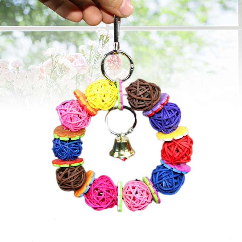 1PC Birds Toy Parrot Hanging Rattan Toy Colorful Pet Bird Chew Toy for Parrot African - Image 3