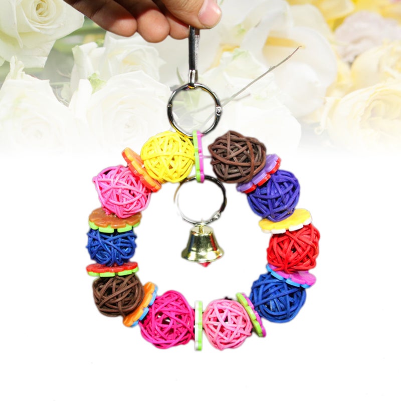 1PC Birds Toy Parrot Hanging Rattan Toy Colorful Pet Bird Chew Toy for Parrot African - Image 5