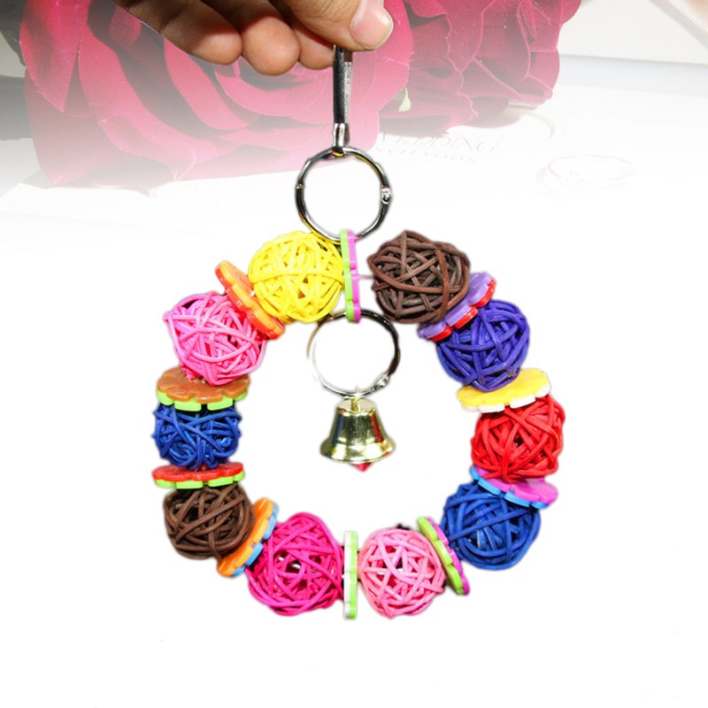 1PC Birds Toy Parrot Hanging Rattan Toy Colorful Pet Bird Chew Toy for Parrot African - Image 1