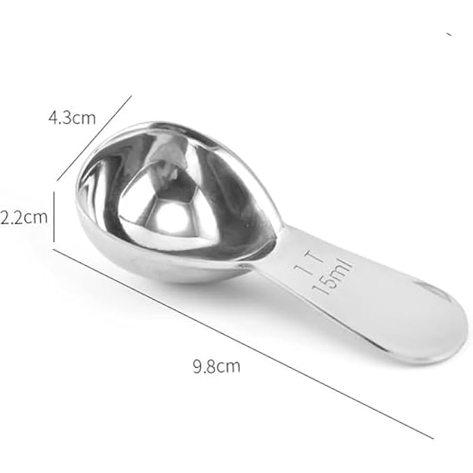ريحني ملاعق قهوة من الفولاذ المقاوم للصدأ 3 قطع، ملعقة كبيرة قياس بمقبض قصير للقهوة المطحونة 15 مل - Image 2