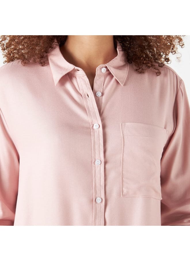 Lee Cooper Lee Cooper Solid Shirt with Roll-Up Sleeves and Pocket  - Image 4
