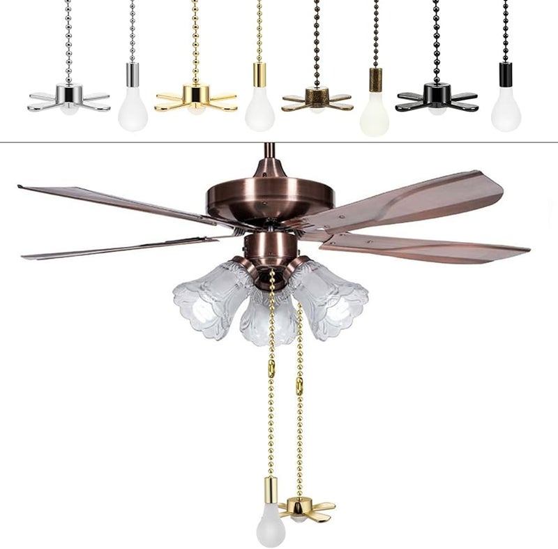 Bronze Pendant Fan Light Bulb Pull Chain Set of 2 Frosted Fixture - Image 1