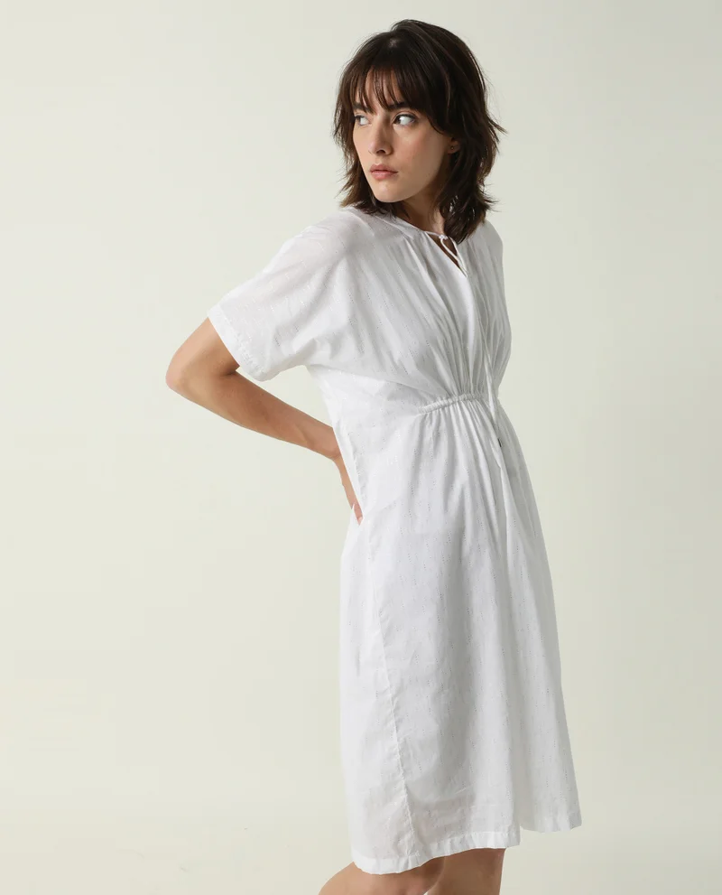 Rareism Women's Glitter Print Kaftan Relaxed Fit Midi Dress
