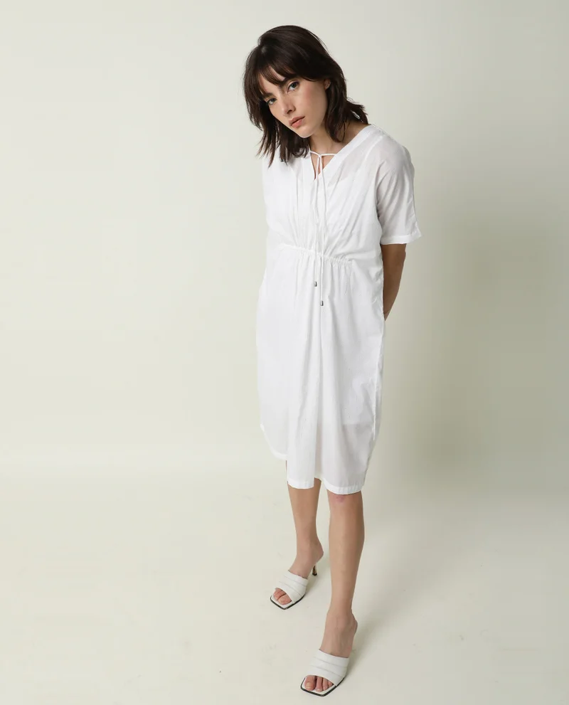 Rareism Women's Glitter Print Kaftan Relaxed Fit Midi Dress