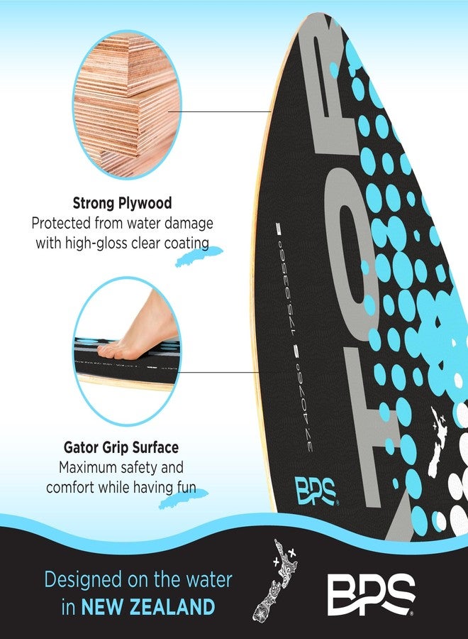 بي بي أس لوح التزلج على الماء "جيتور" من بي بي إس، مقاس 30 بوصة - لوح تزلج خشبي مطلي بالإيبوكسي مع وسادات من مادة EVA - لا حاجة للشمع - مناسب للمبتدئين والمحترفين - لوح تزلج متوسط (أسود) - Image 4