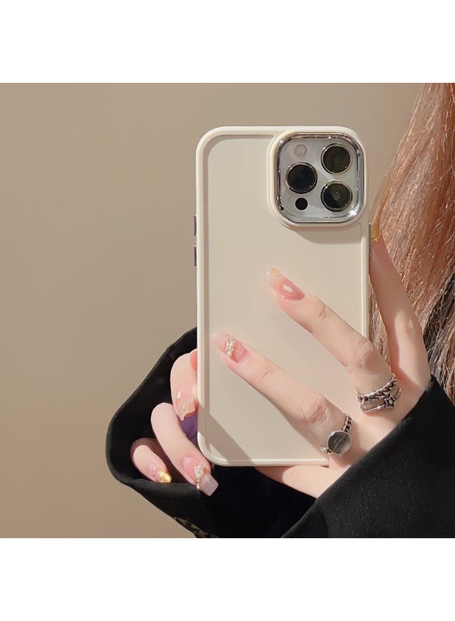 NIBEMINENT Electroplated Lenses Protective TPU Case Cover For iPhone 15 Plus, Off White